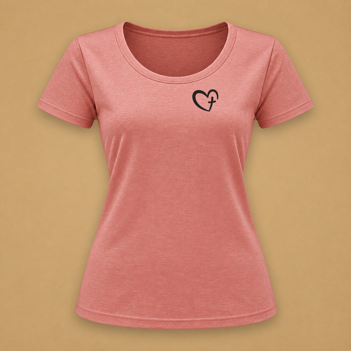 Heart Fitted Tee – Pink Melange