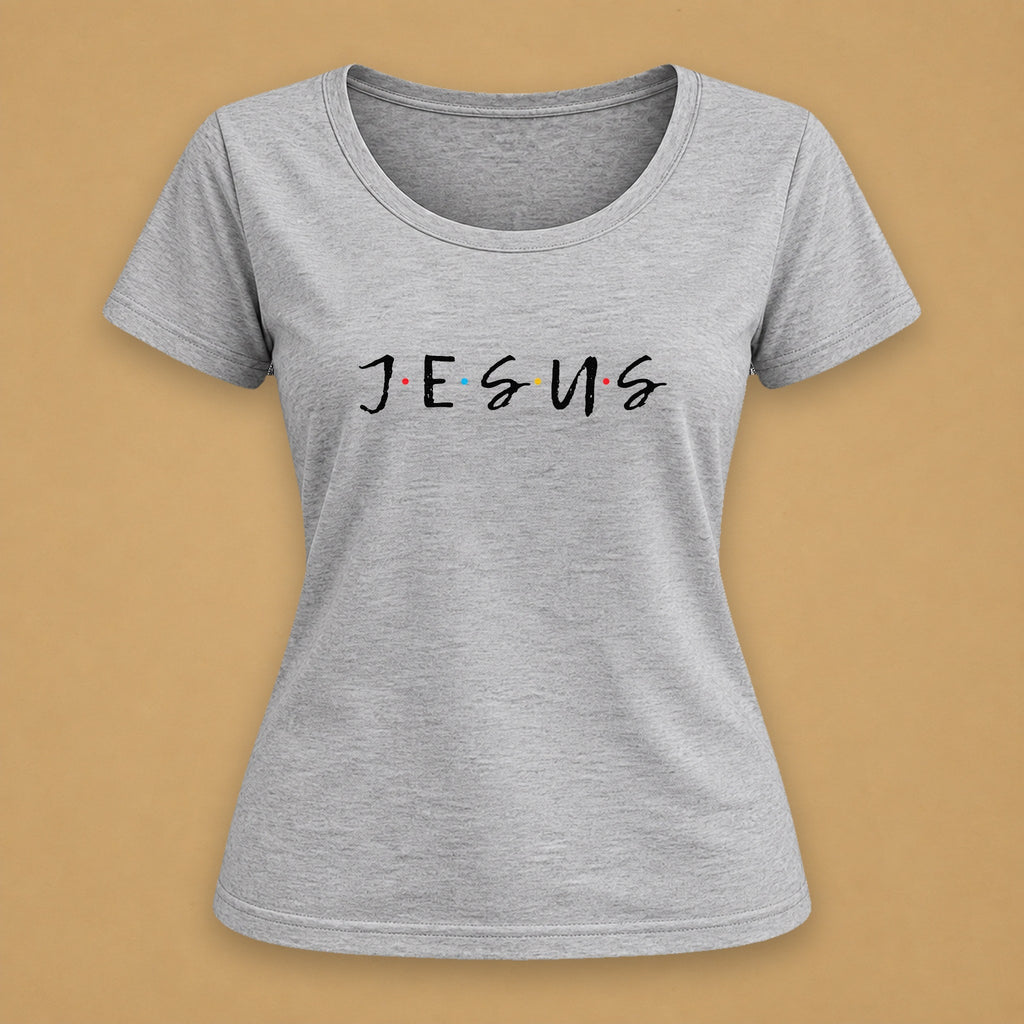 Jesus Friends Fitted Tee – Light Gray