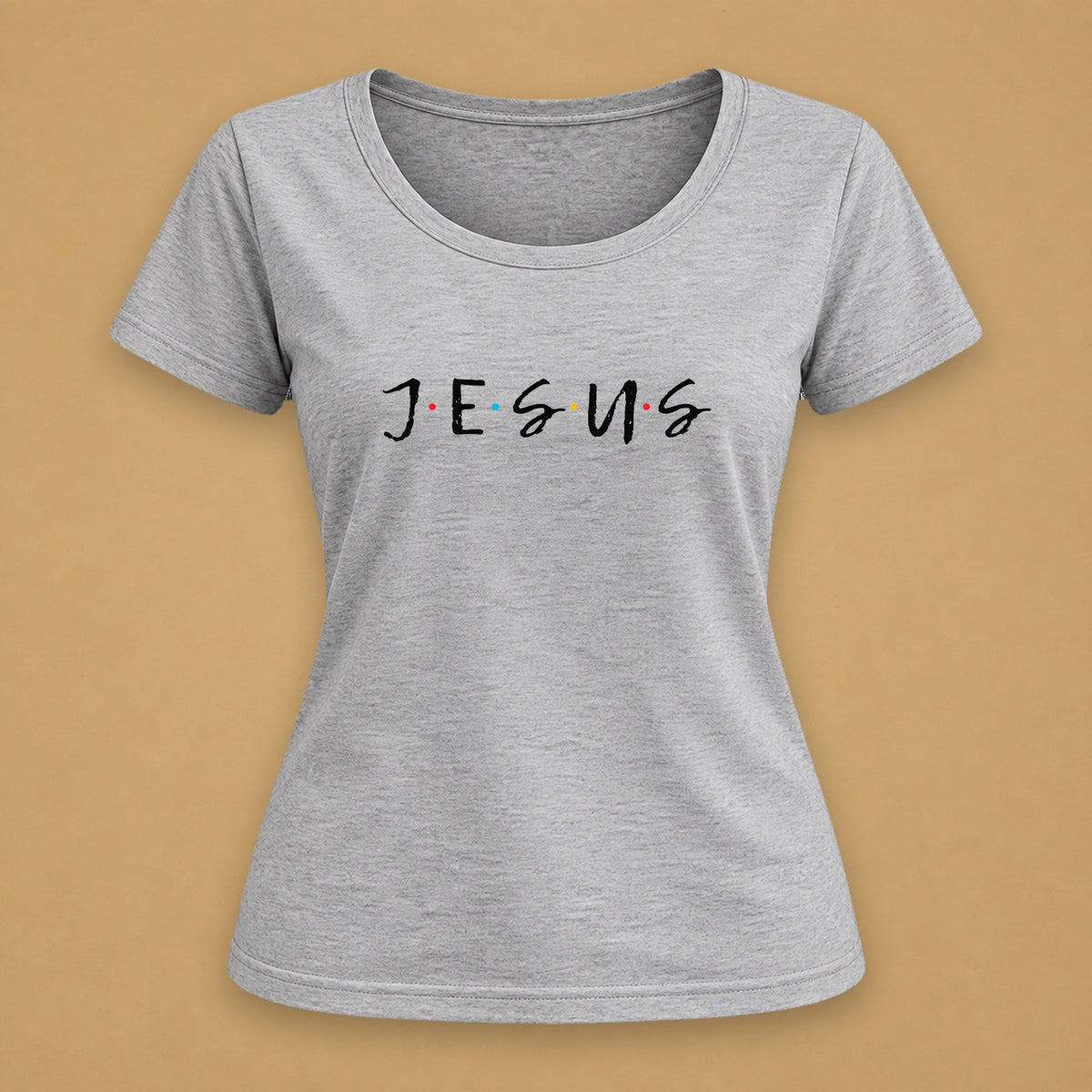 Jesus Friends Fitted Tee – Light Gray