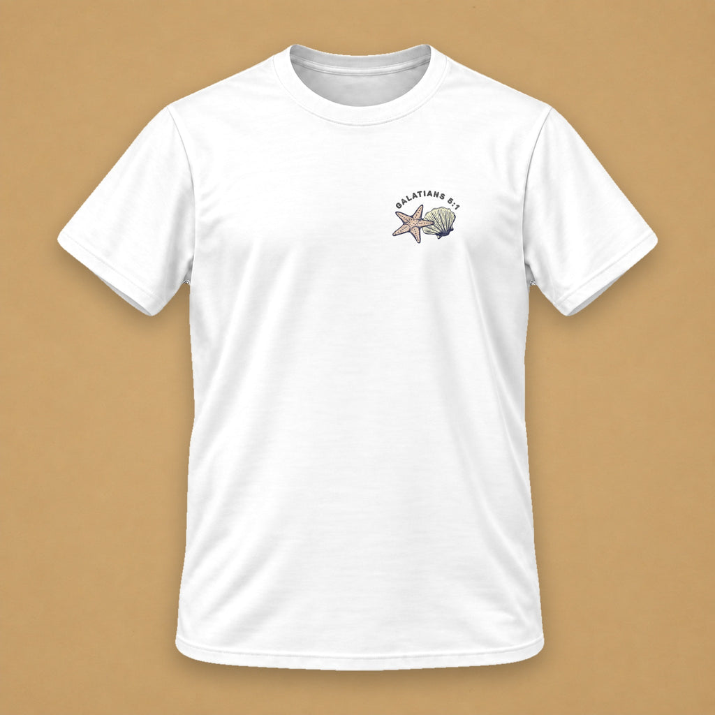 Surfer & Shell Men's Tee – White – front