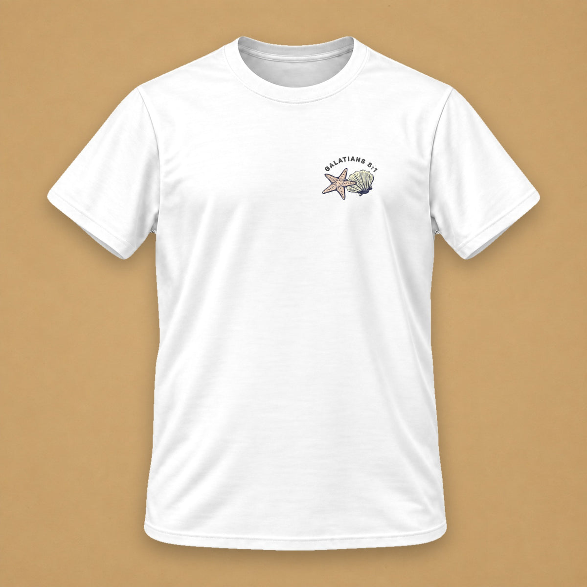 Surfer & Shell Men's Tee – White – front