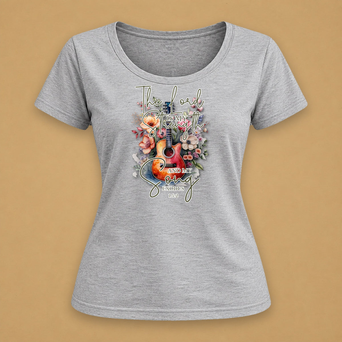 Guitar Fitted Tee – Light Gray