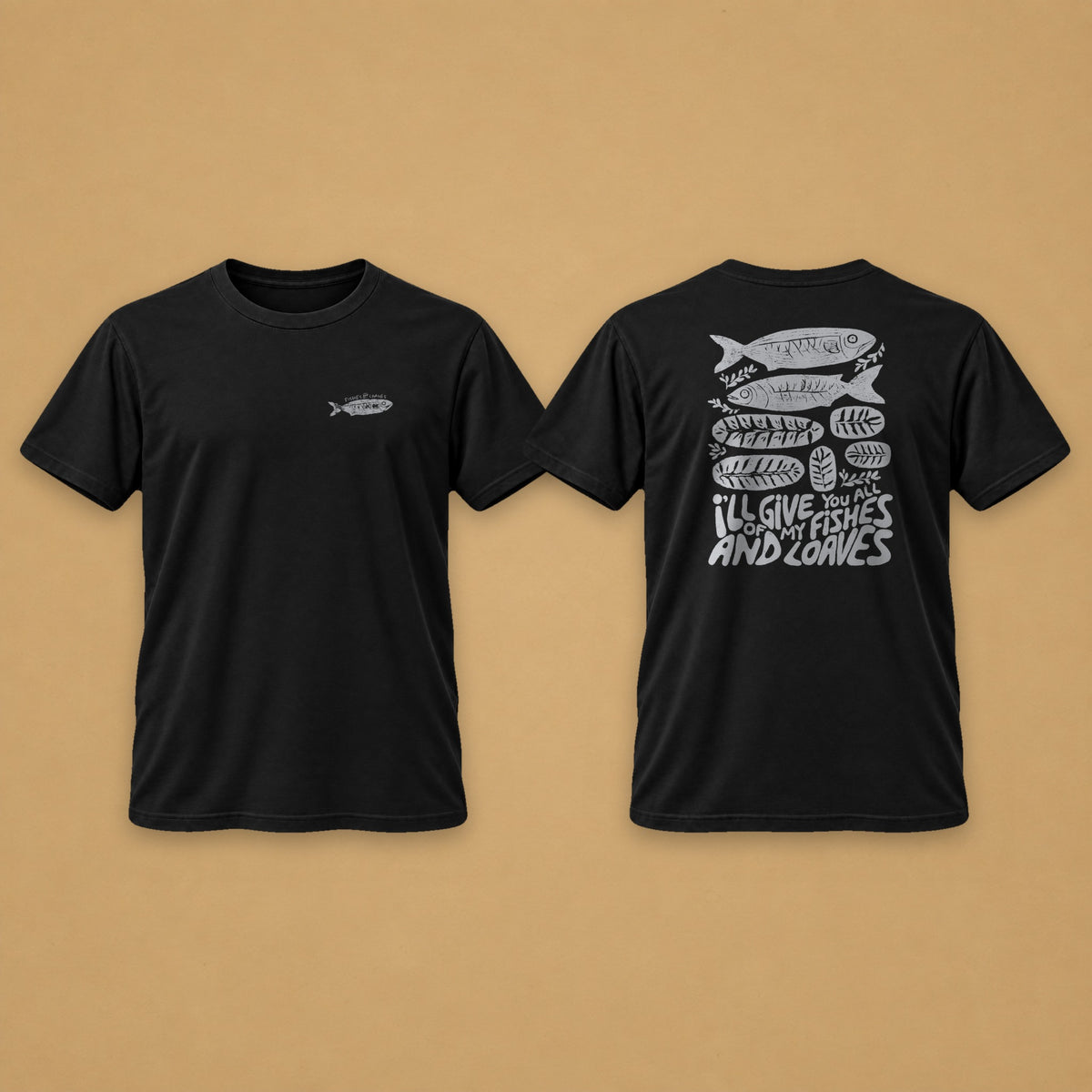 Fish Men's Tee – Black – front and back