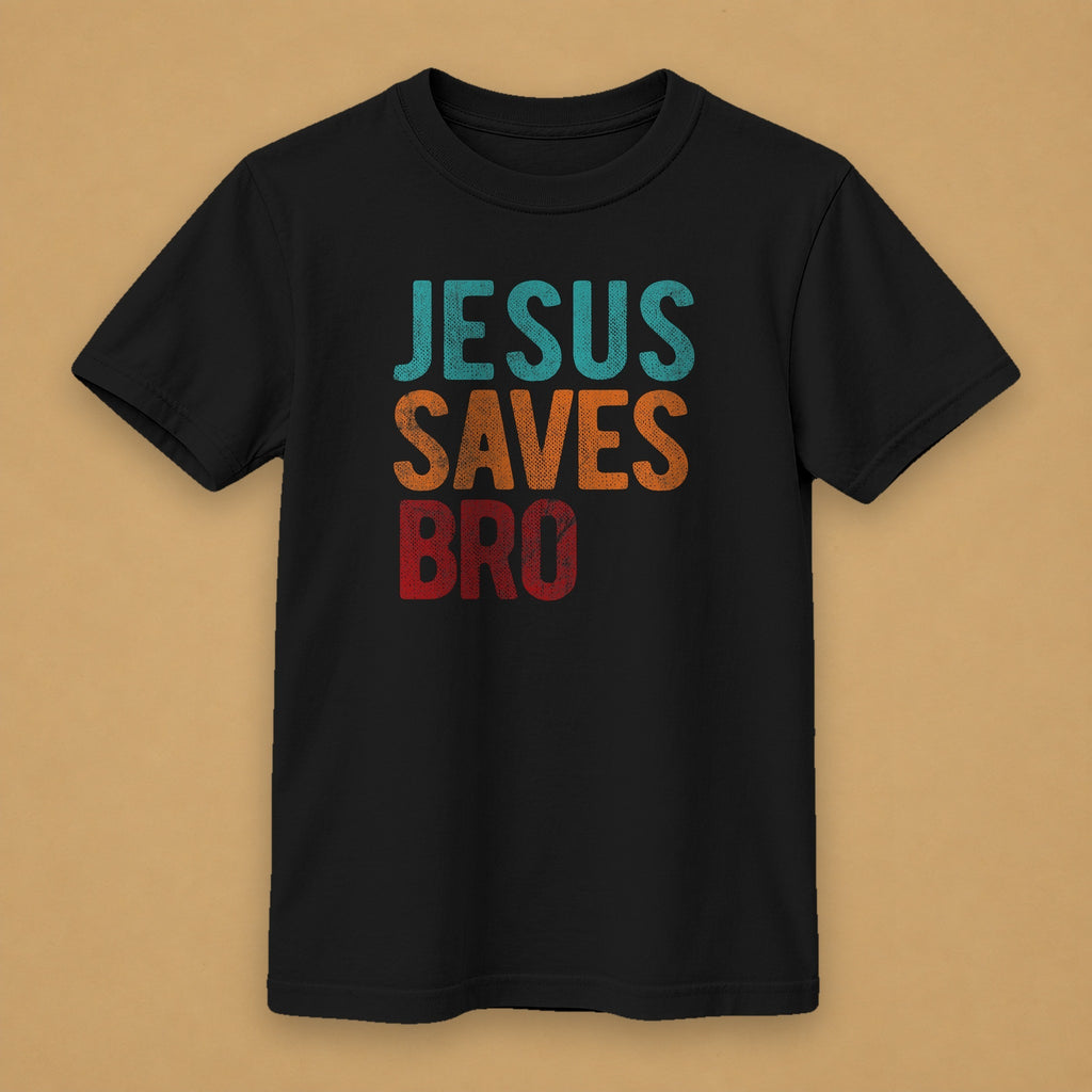 Jesus Saves Bro Kids Tee – Black