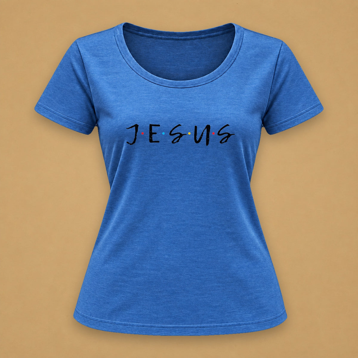 Jesus Friends Fitted Tee – Blue Melange