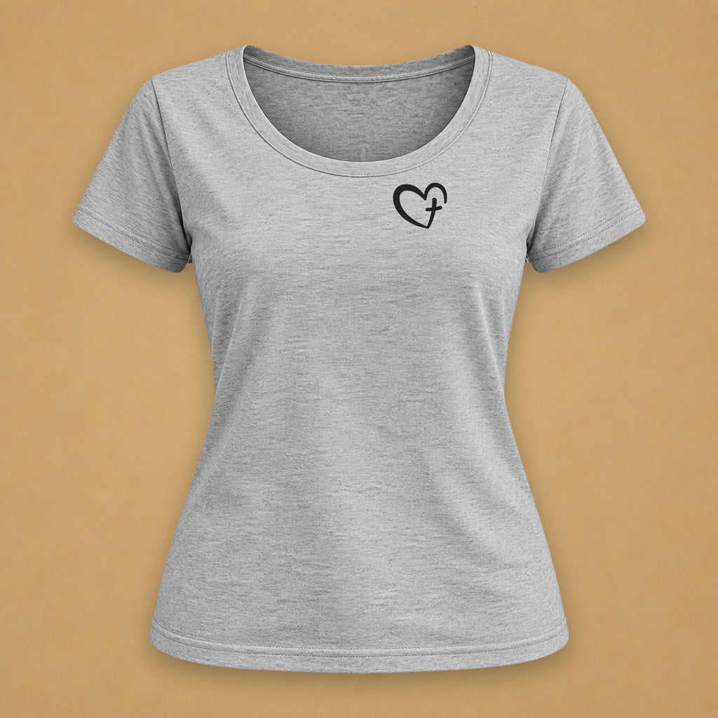 Heart Fitted Tee – Light Gray