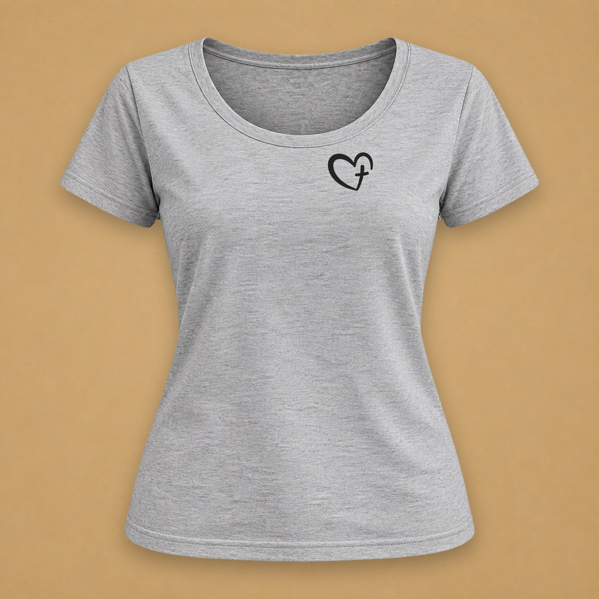 Heart Fitted Tee – Light Gray