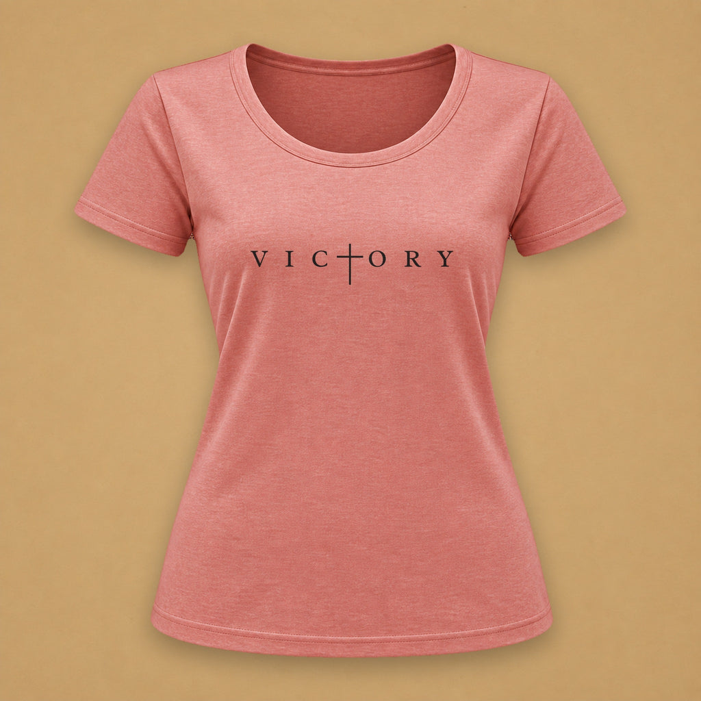 Victory in Black Fitted Tee – Pink Melange