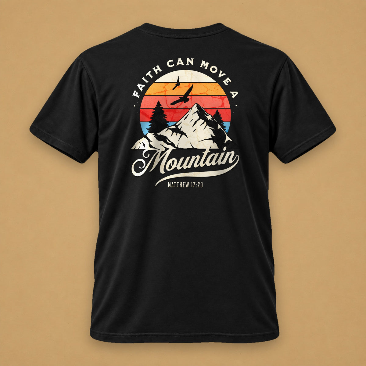 Faith Can Move Mountains Men's Tee – Black – back