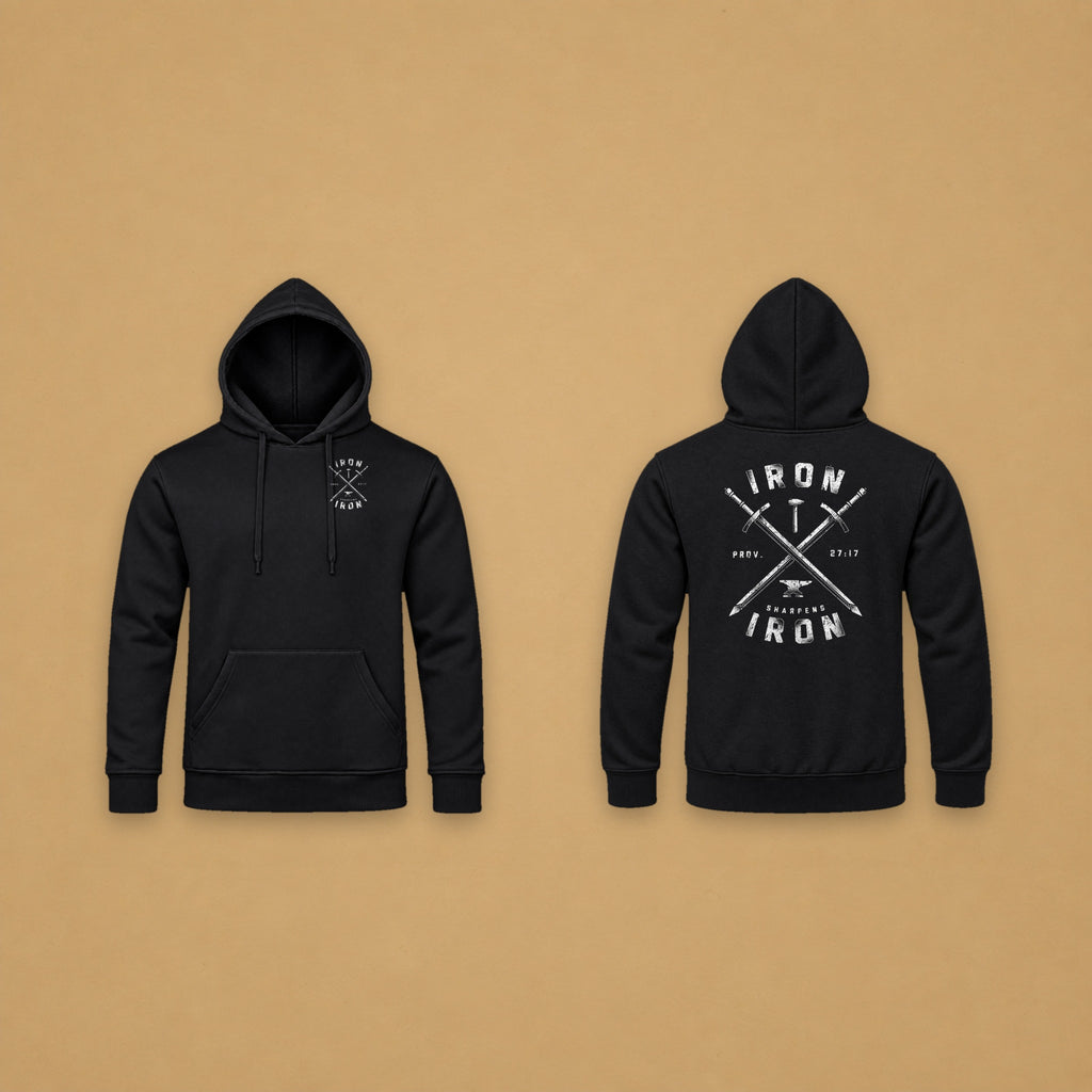 Iron Sharpens Iron Hoodie – Black – front and back