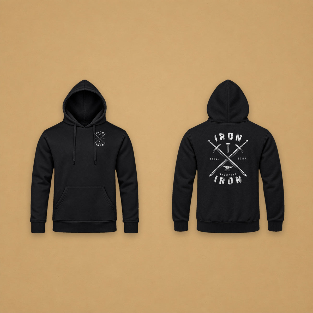 Iron Sharpens Iron Hoodie – Black – front and back
