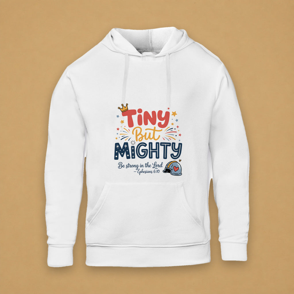 Tiny But Mighty Kids Hoodie – White