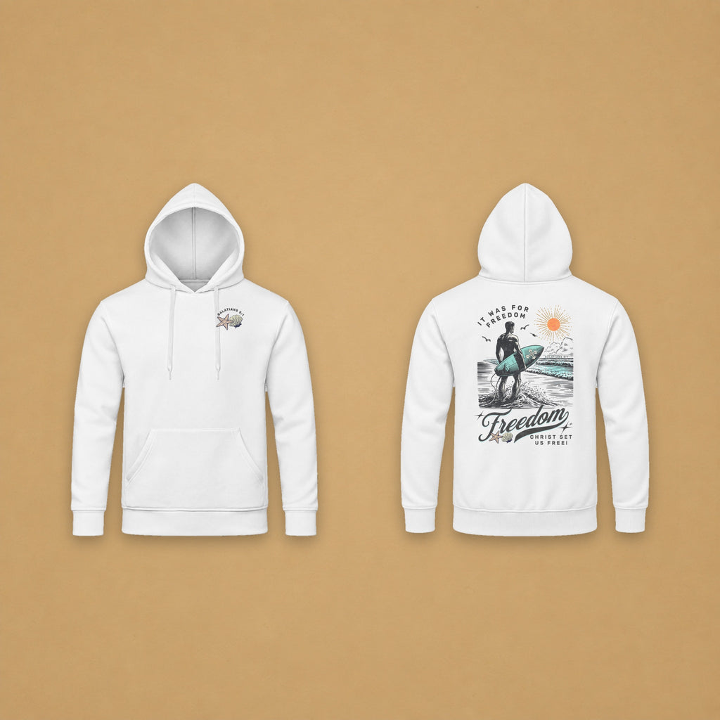 Freedom Hoodie – White – front and back